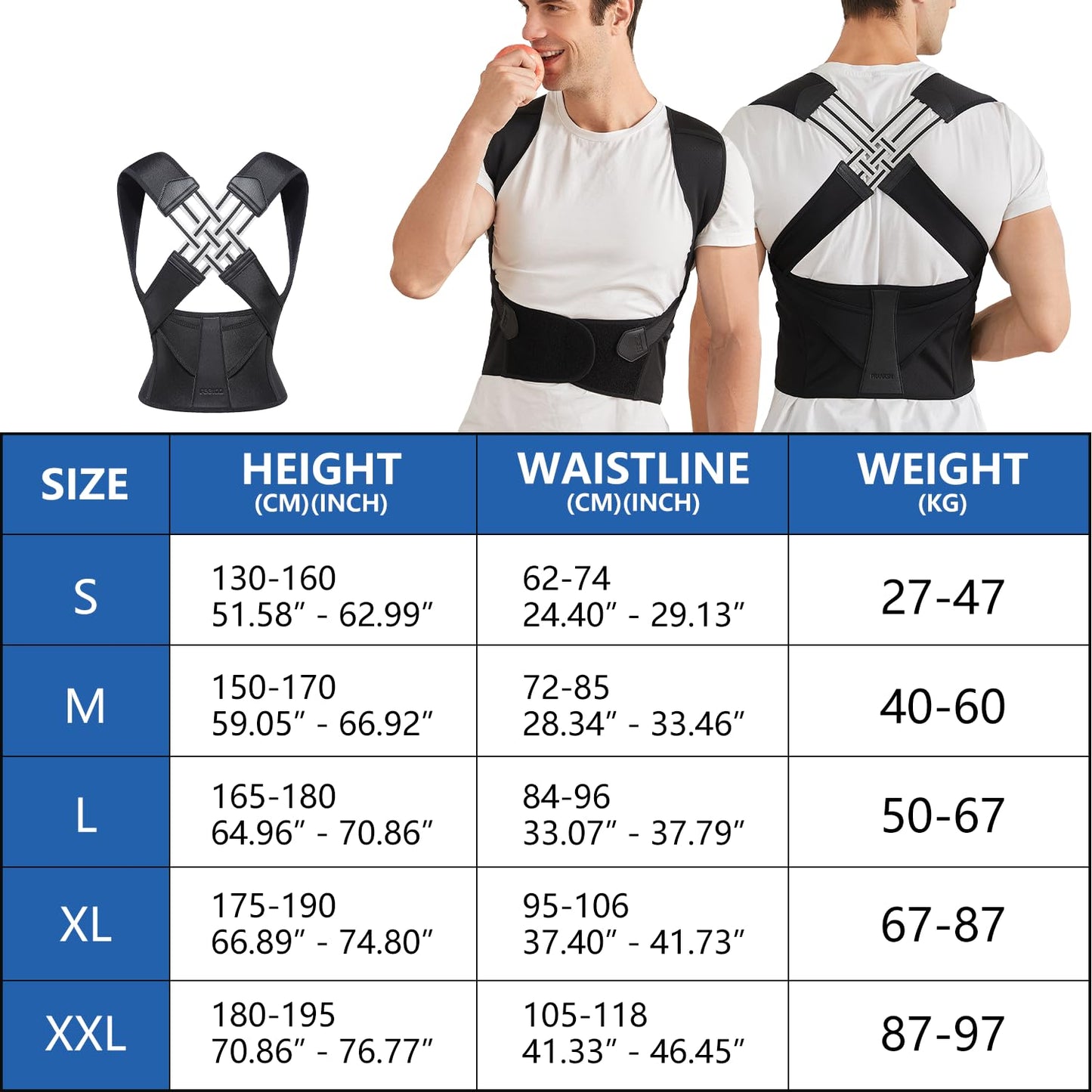 Shoulder Alignment Brace with Adjustable Cross Straps and Breathable Fabric