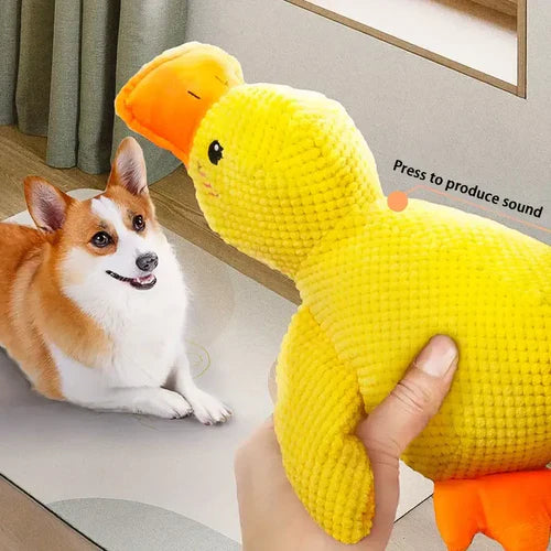 Quacking Duck Dog Toy with Chew Resistant Polyester and Machine Washable Design