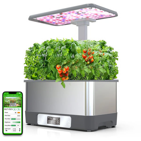 WiFi Indoor Garden Hydroponics Growing System Kit, Herbs Soilless Planting Gardening Box with LED Grow Lights