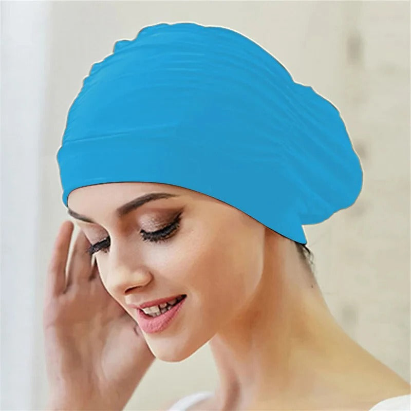 Turban Swimming Cap with Stretch Fit and Twist Design, Quick Drying