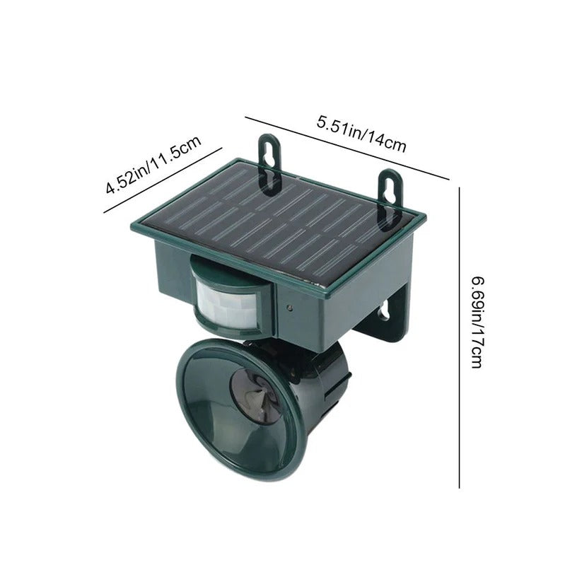 Solar Powered Bird Repeller with Motion Sensor and Adjustable Sound Deterrent