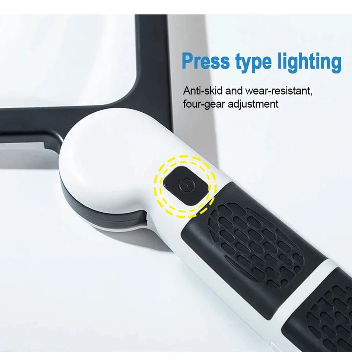 5x Magnifying Glass with 48 Dimmable LEDs and Foldable Handle, Rectangular Lens