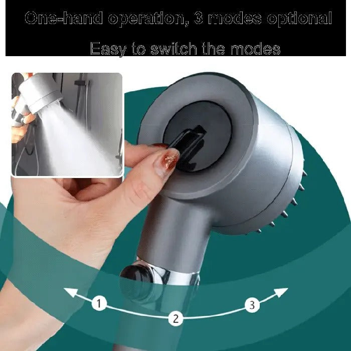 Shower Head with Laser Cut Micro Holes and Push Button Flow Control, 9-Layer Filtration