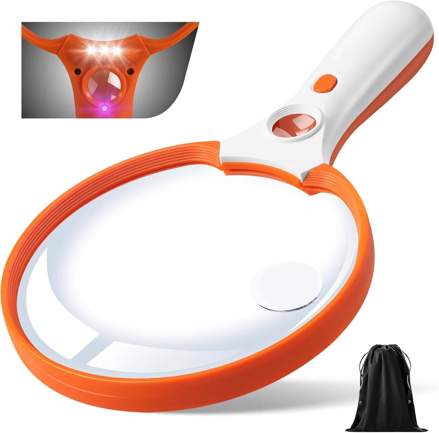 Magnifying Glass with LED Light and UV Authentication, Triple Magnification