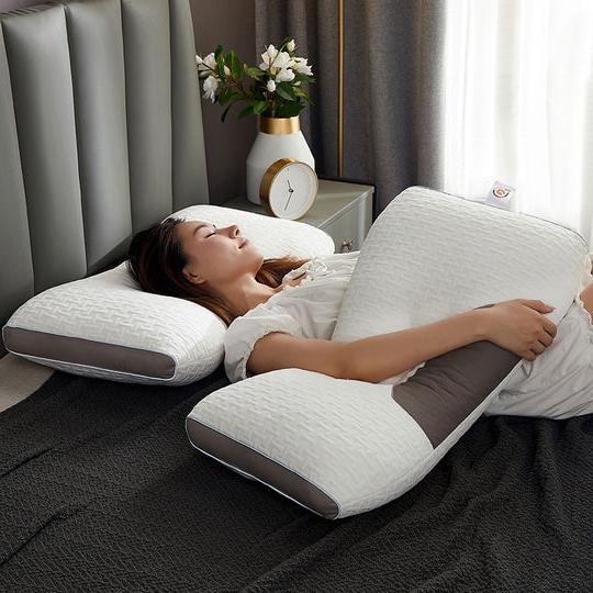 Contoured Sleep Pillow with Dual Position Support and Quick Rebound Core