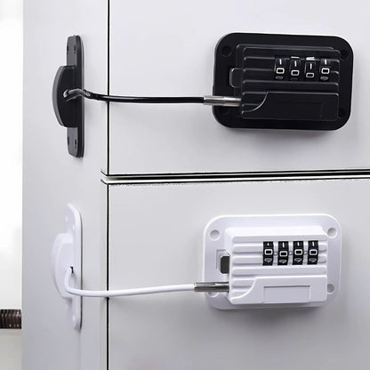 Password Protected Refrigerator Lock with Adjustable Strap and Adhesive Installation