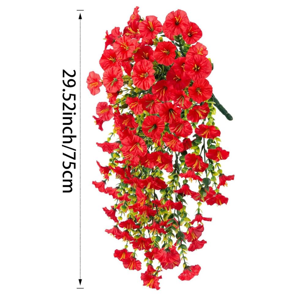 Artificial Morning Glory Vines with UV Resistant Blooms and Built-In Hanging Loops