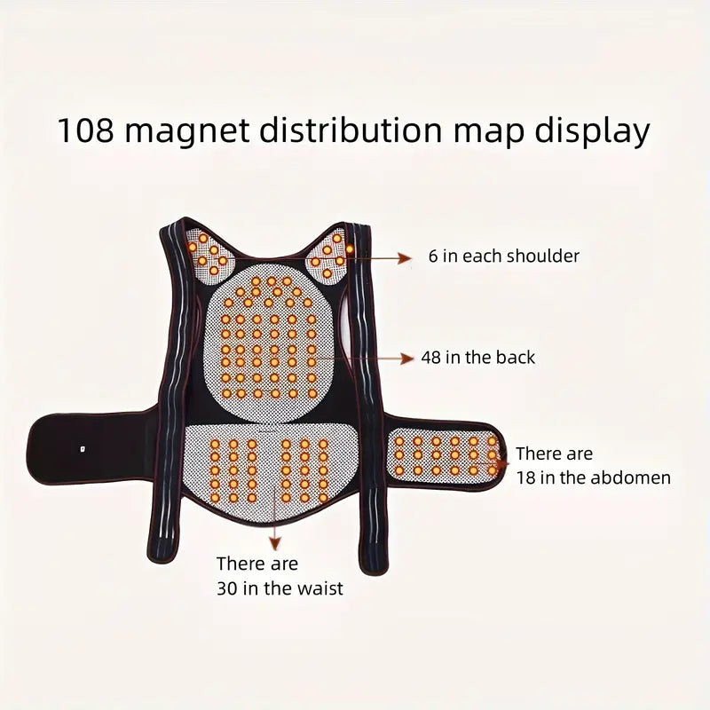 Adjustable Lower Back Support Brace with 108 Magnets and ABS Plates