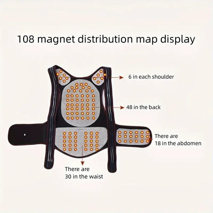Adjustable Lower Back Support Brace with 108 Magnets and ABS Plates