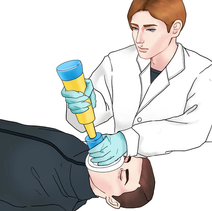 Airway Obstruction Removal Tool with Spring-Loaded Plunger and Airtight Mask Seal