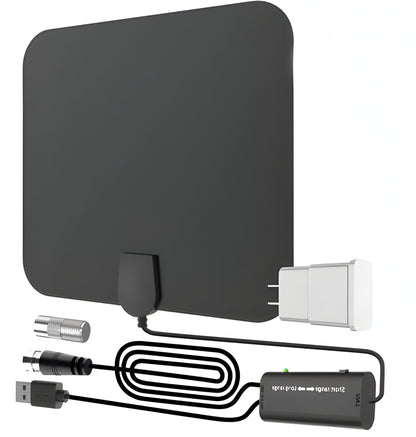 Indoor TV Antenna with 37dB Signal Amplifier and 10ft Coaxial Cable for 4K TVs