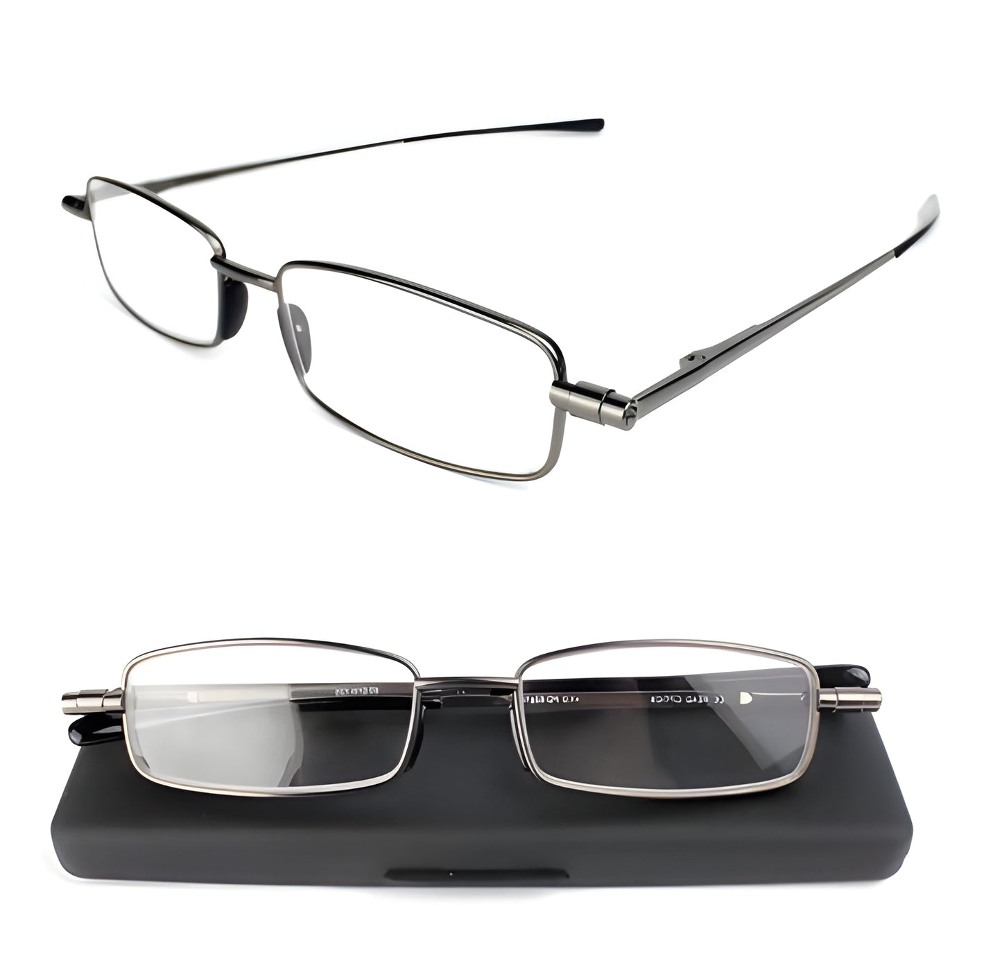 Foldable Reading Glasses with Spring Hinge and Protective Case