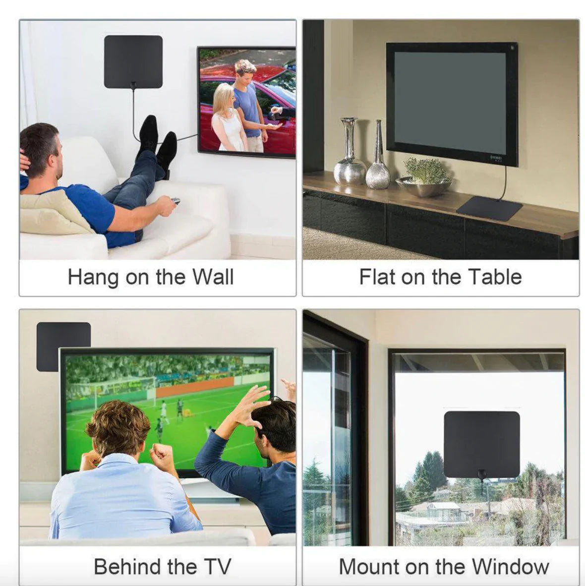 Indoor TV Antenna with 37dB Signal Amplifier and 10ft Coaxial Cable for 4K TVs