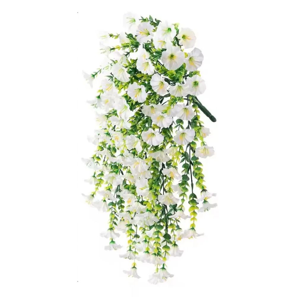 Artificial Morning Glory Vines with UV Resistant Blooms and Built-In Hanging Loops
