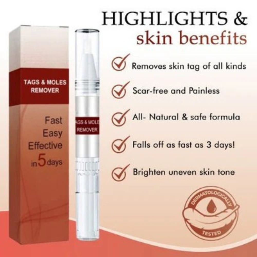 Topical Skin Tag Remover Solution with Tea Tree Oil and Arborvitae Extract