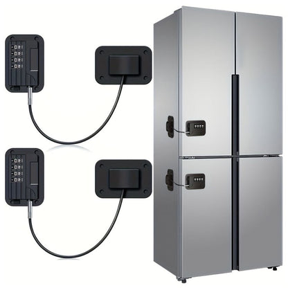 Password Protected Refrigerator Lock with Adjustable Strap and Adhesive Installation
