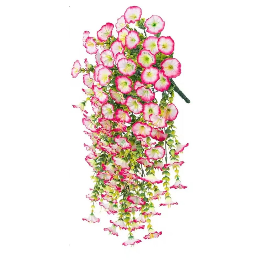 Artificial Morning Glory Vines with UV Resistant Blooms and Built-In Hanging Loops