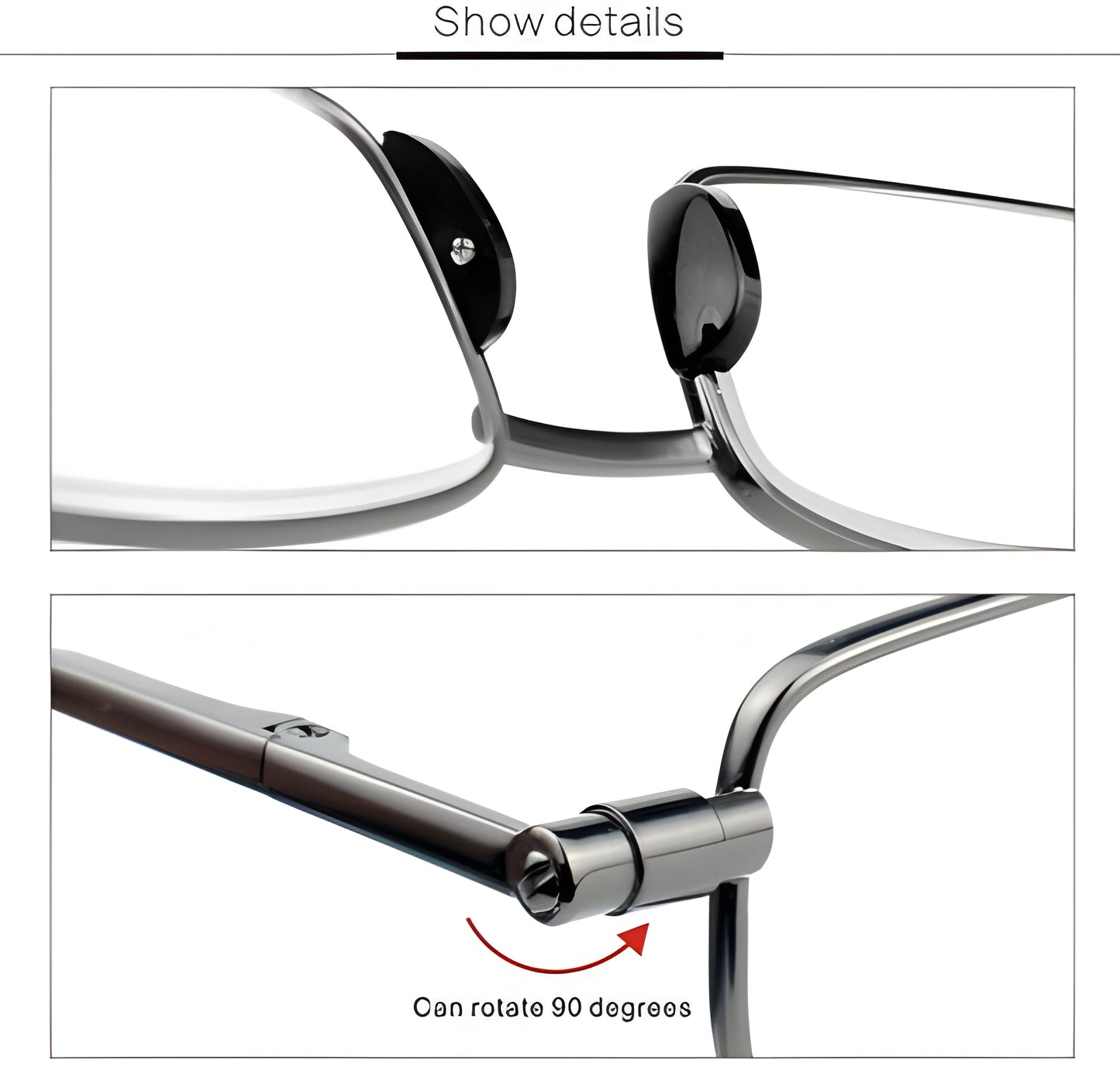 Foldable Reading Glasses with Spring Hinge and Protective Case