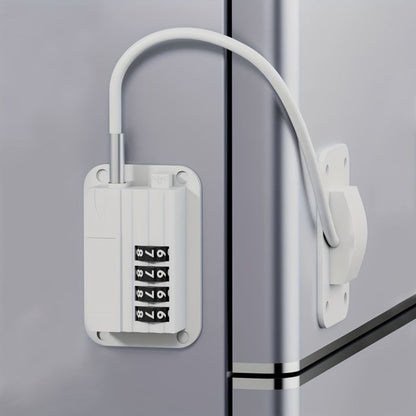 Password Protected Refrigerator Lock with Adjustable Strap and Adhesive Installation