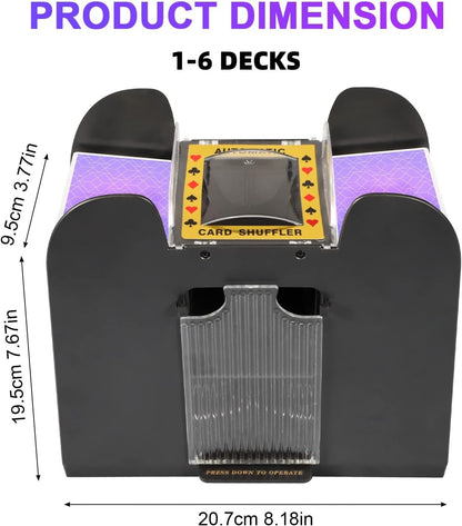 Dual Deck Card Shuffler with Battery Power and Auto Stop