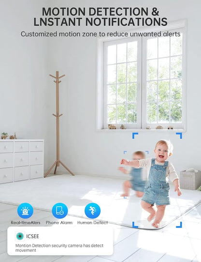 Light Bulb Security Camera with 360 Degree Rotation and Night Vision, 1080P