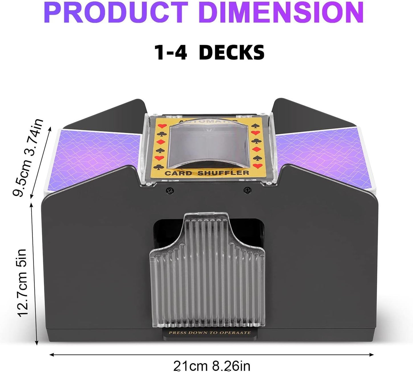 Dual Deck Card Shuffler with Battery Power and Auto Stop