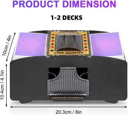 Dual Deck Card Shuffler with Battery Power and Auto Stop