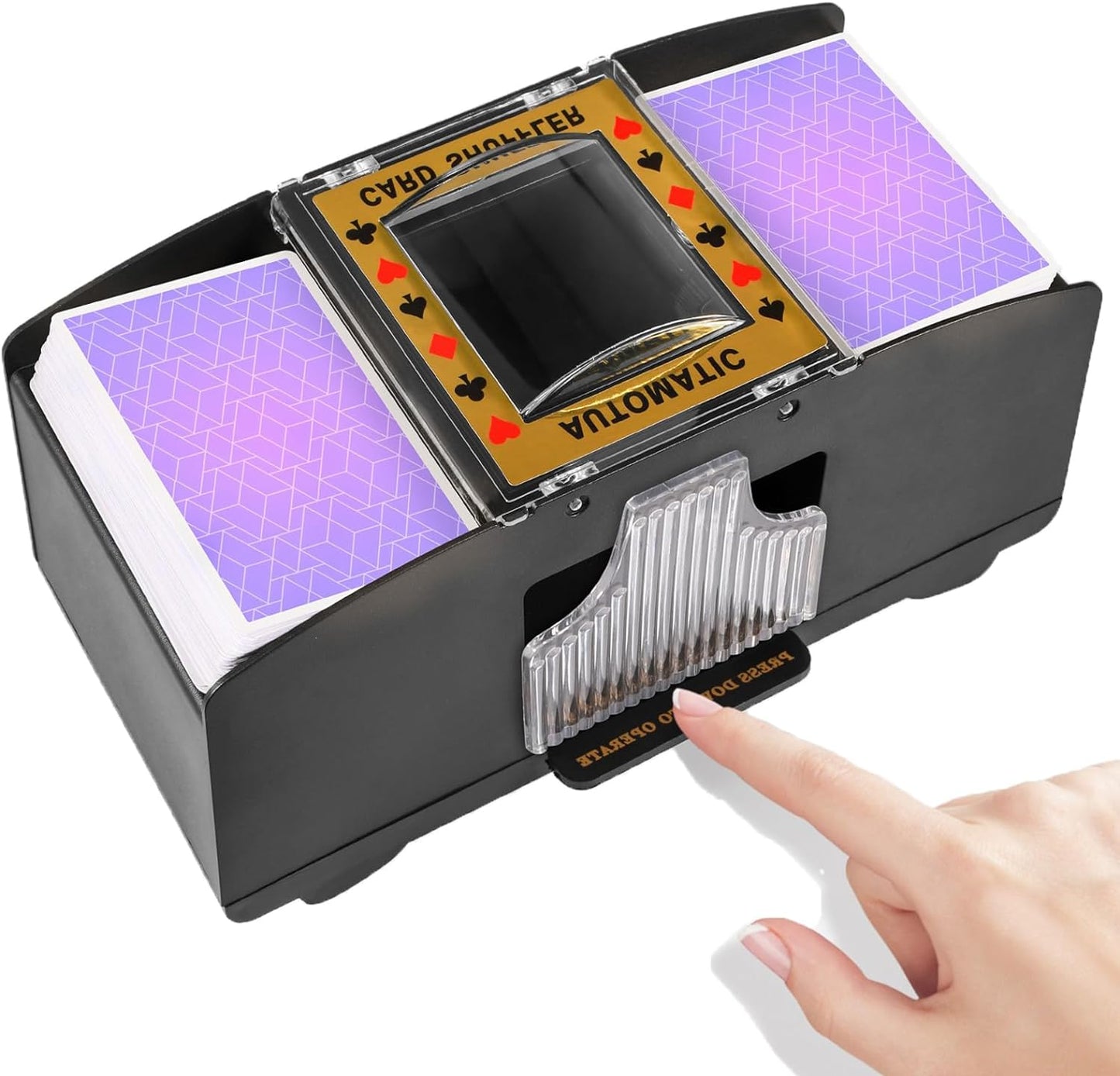 Dual Deck Card Shuffler with Battery Power and Auto Stop