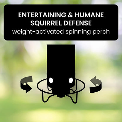 Bird Feeder with Weight-Activated Spinning Perch and Four Feeding Ports