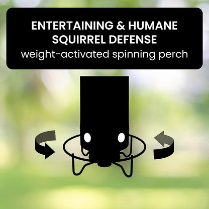 Bird Feeder with Weight-Activated Spinning Perch and Four Feeding Ports