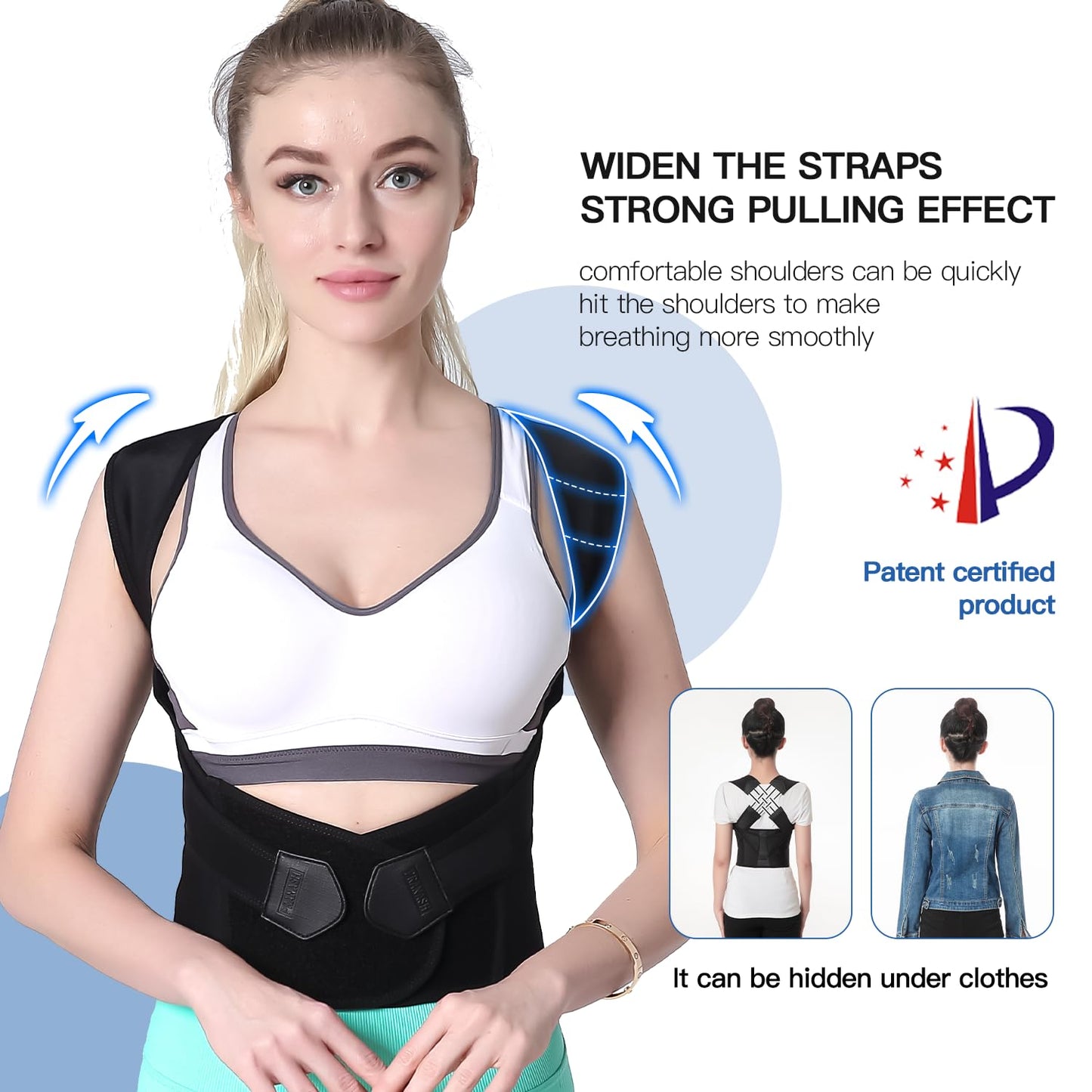 Shoulder Alignment Brace with Adjustable Cross Straps and Breathable Fabric