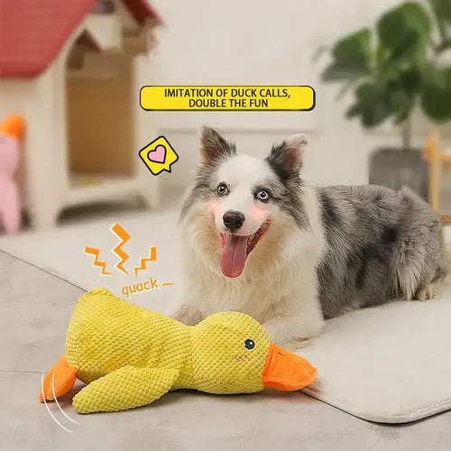 Quacking Duck Dog Toy with Chew Resistant Polyester and Machine Washable Design