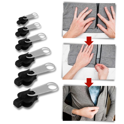 Zipper Slider Repair Set with Aluminum Construction, 6 Sizes for All Garments