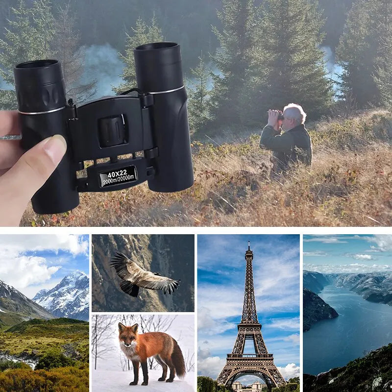 Compact Binoculars with 40x Magnification and Infrared Lens Coating, 2000m Range