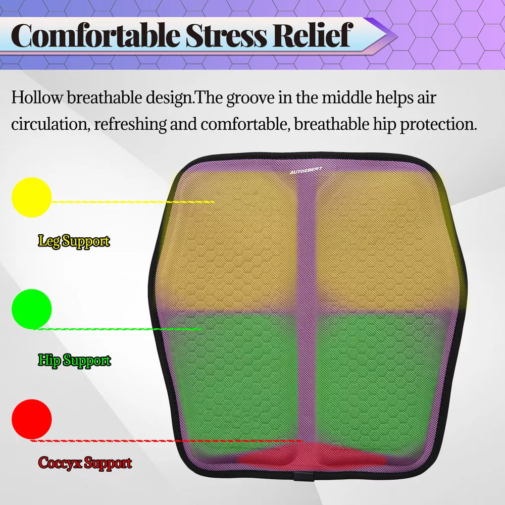 Gel Memory Foam Seat Cushion with Honeycomb Ventilation and Cooling Layer for Cars and Offices