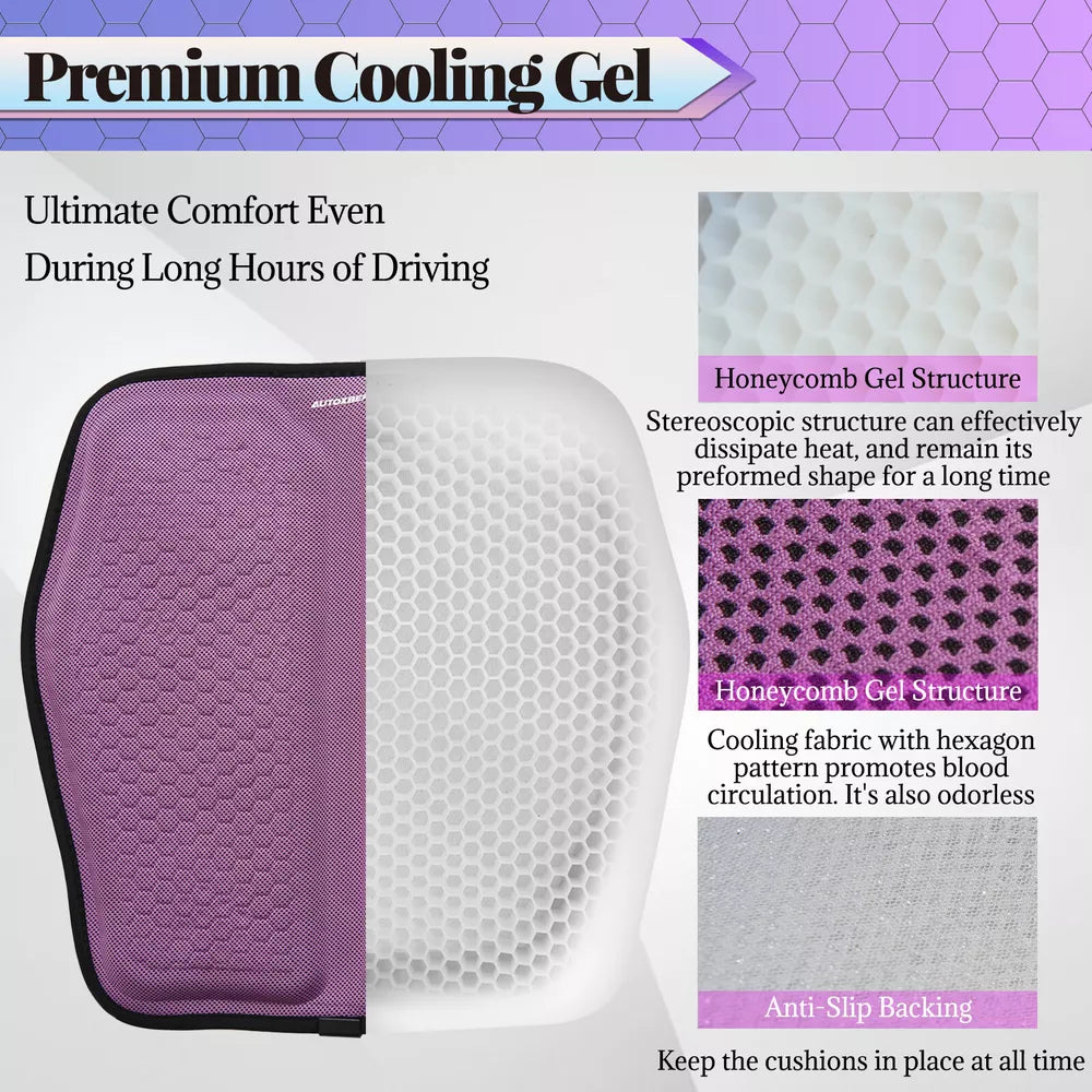 Gel Memory Foam Seat Cushion with Honeycomb Ventilation and Cooling Layer for Cars and Offices