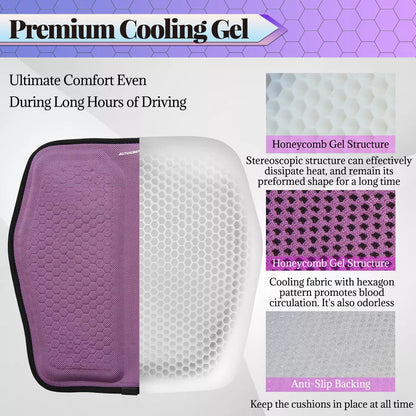 Gel Memory Foam Seat Cushion with Honeycomb Ventilation and Cooling Layer for Cars and Offices