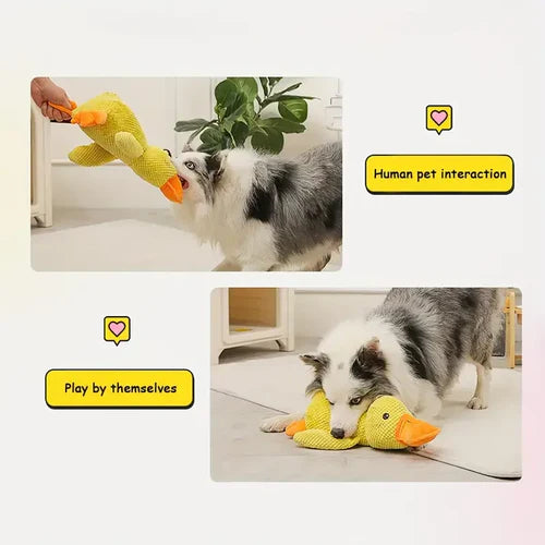 Quacking Duck Dog Toy with Chew Resistant Polyester and Machine Washable Design
