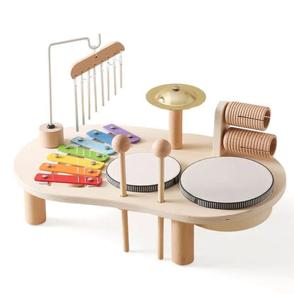 Wooden Music Station with Five Instruments and Xylophone for Toddlers Ages 2-6
