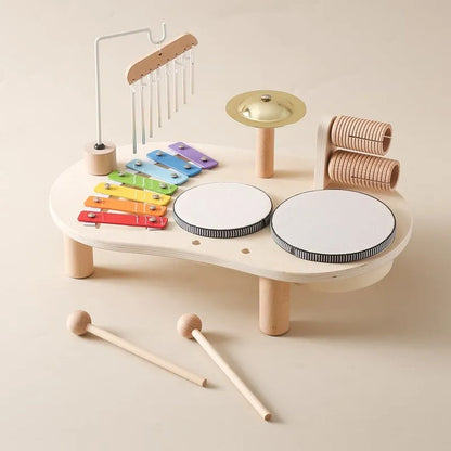 Wooden Music Station with Five Instruments and Xylophone for Toddlers Ages 2-6