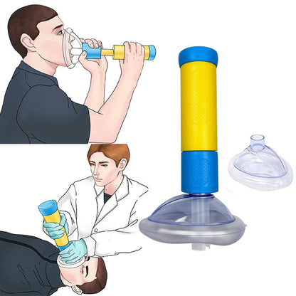 Airway Obstruction Removal Tool with Spring-Loaded Plunger and Airtight Mask Seal