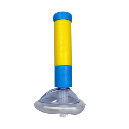 Airway Obstruction Removal Tool with Spring-Loaded Plunger and Airtight Mask Seal