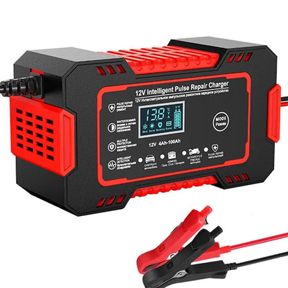 12V Pulse Repair Battery Charger with 6A Output and LCD Display