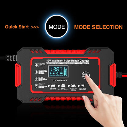 12V Pulse Repair Battery Charger with 6A Output and LCD Display