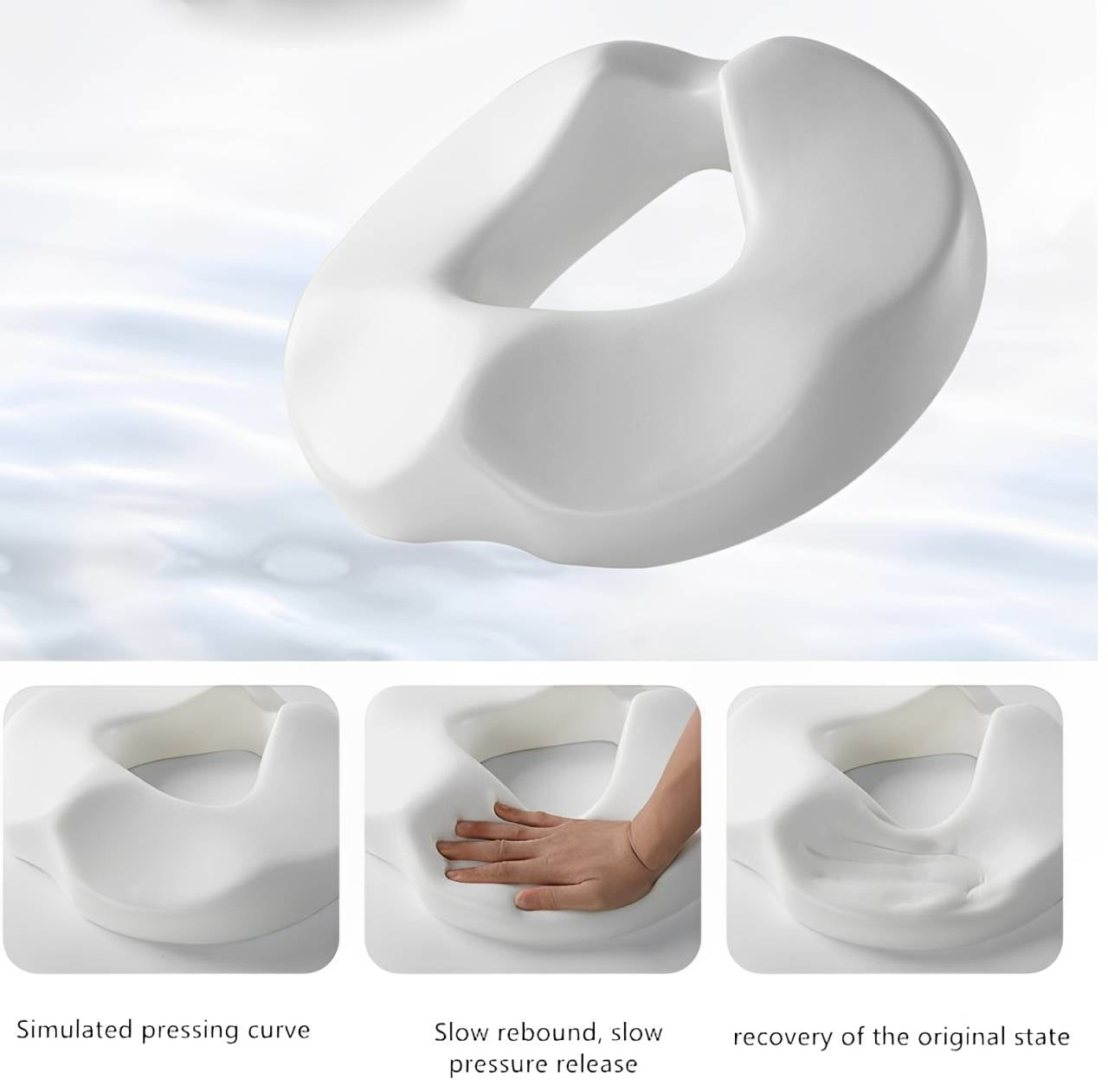 Memory Foam Donut Cushion with Tailbone Cut-Out and Five Zone Support
