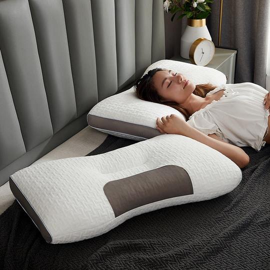 Contoured Sleep Pillow with Dual Position Support and Quick Rebound Core