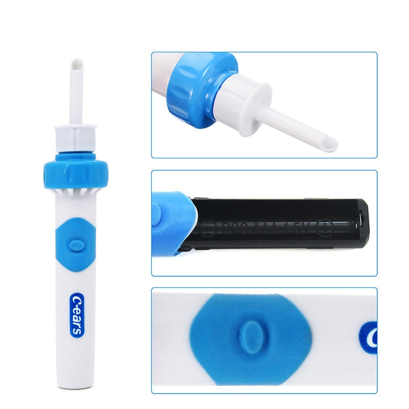 Ear Cleaner with Gentle Suction and Vibration Motor, 2 Replacement Tips