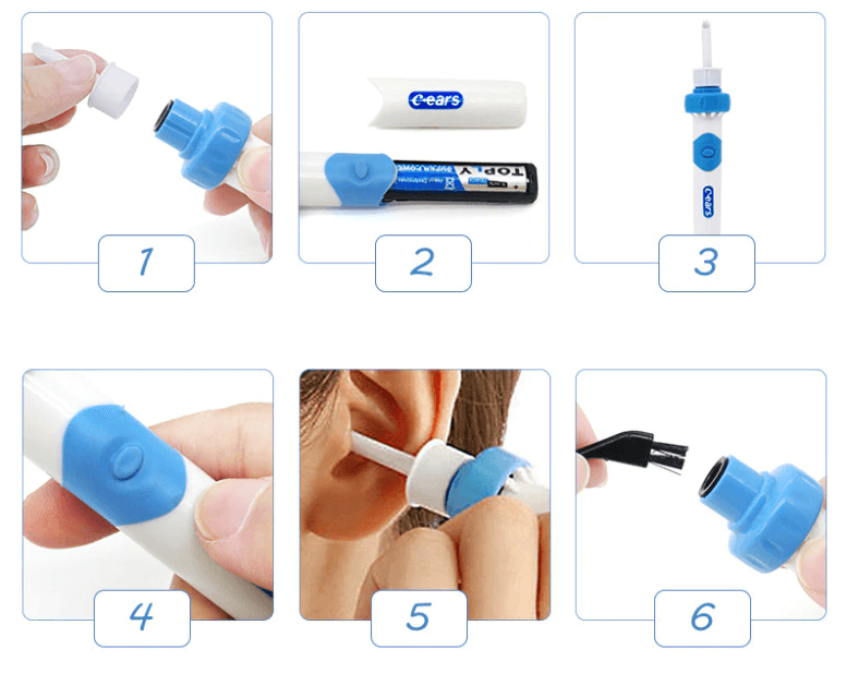 Ear Cleaner with Gentle Suction and Vibration Motor, 2 Replacement Tips