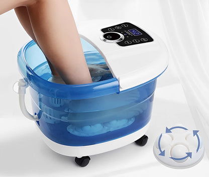 Heated Foot Spa Massager with Motorized Rollers and Oxygen Bubbles