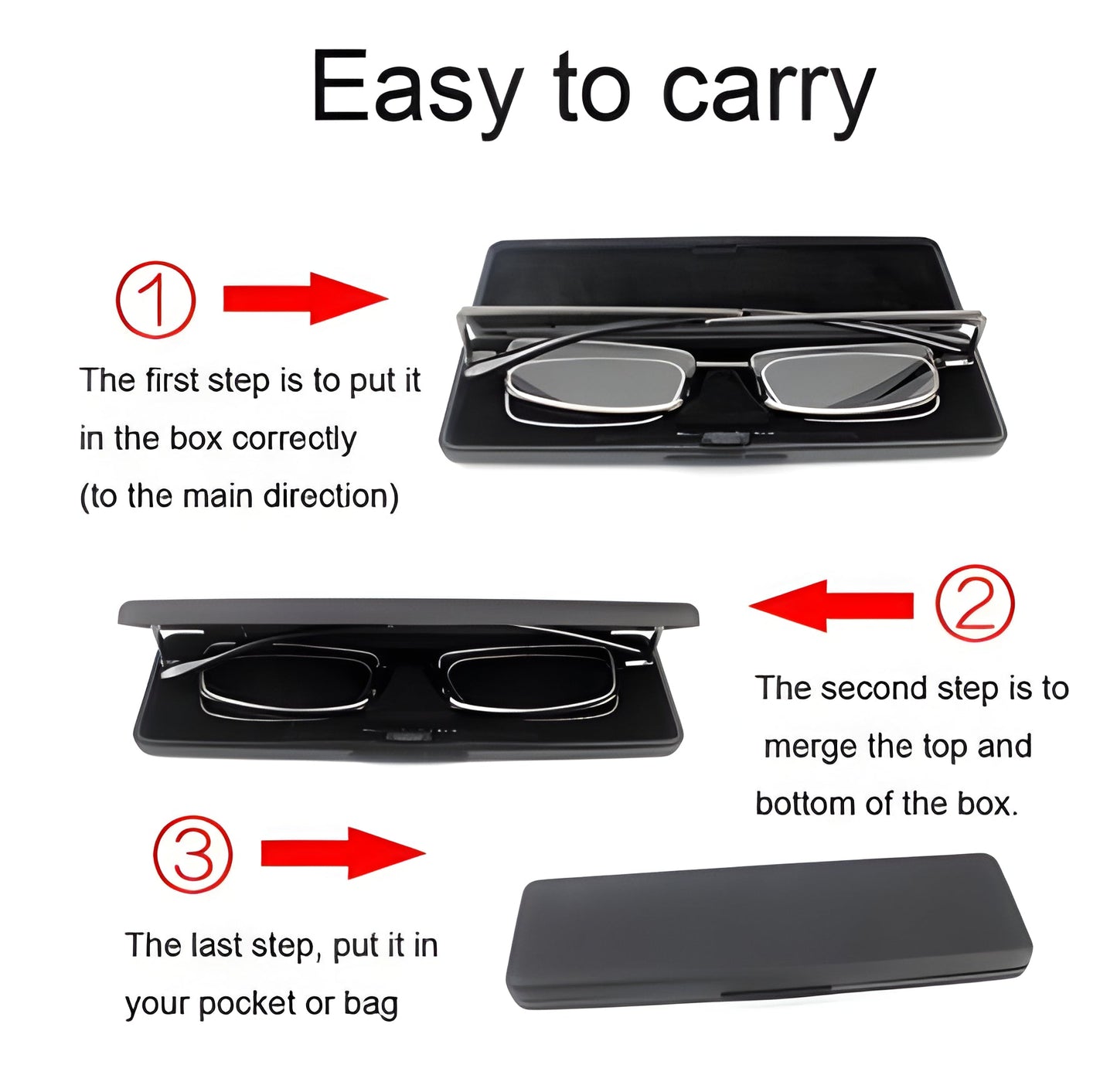 Foldable Reading Glasses with Spring Hinge and Protective Case